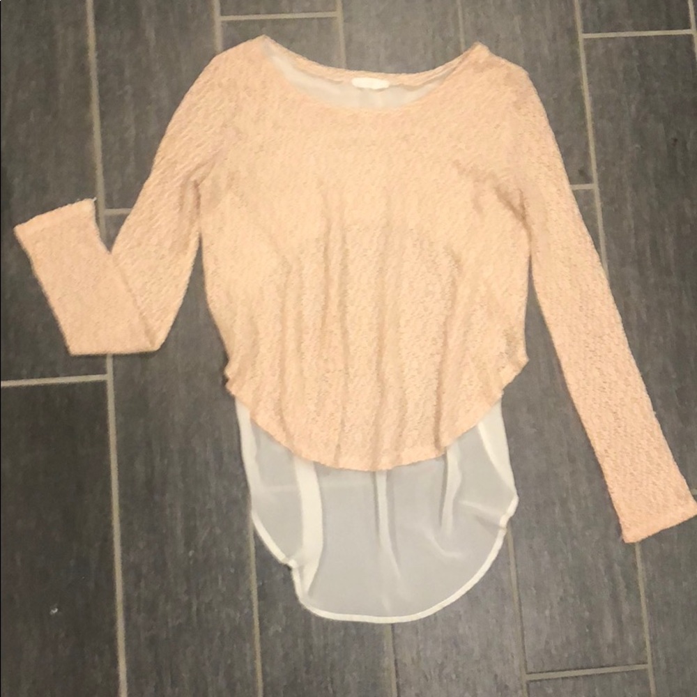 Blush and white high/low sweater